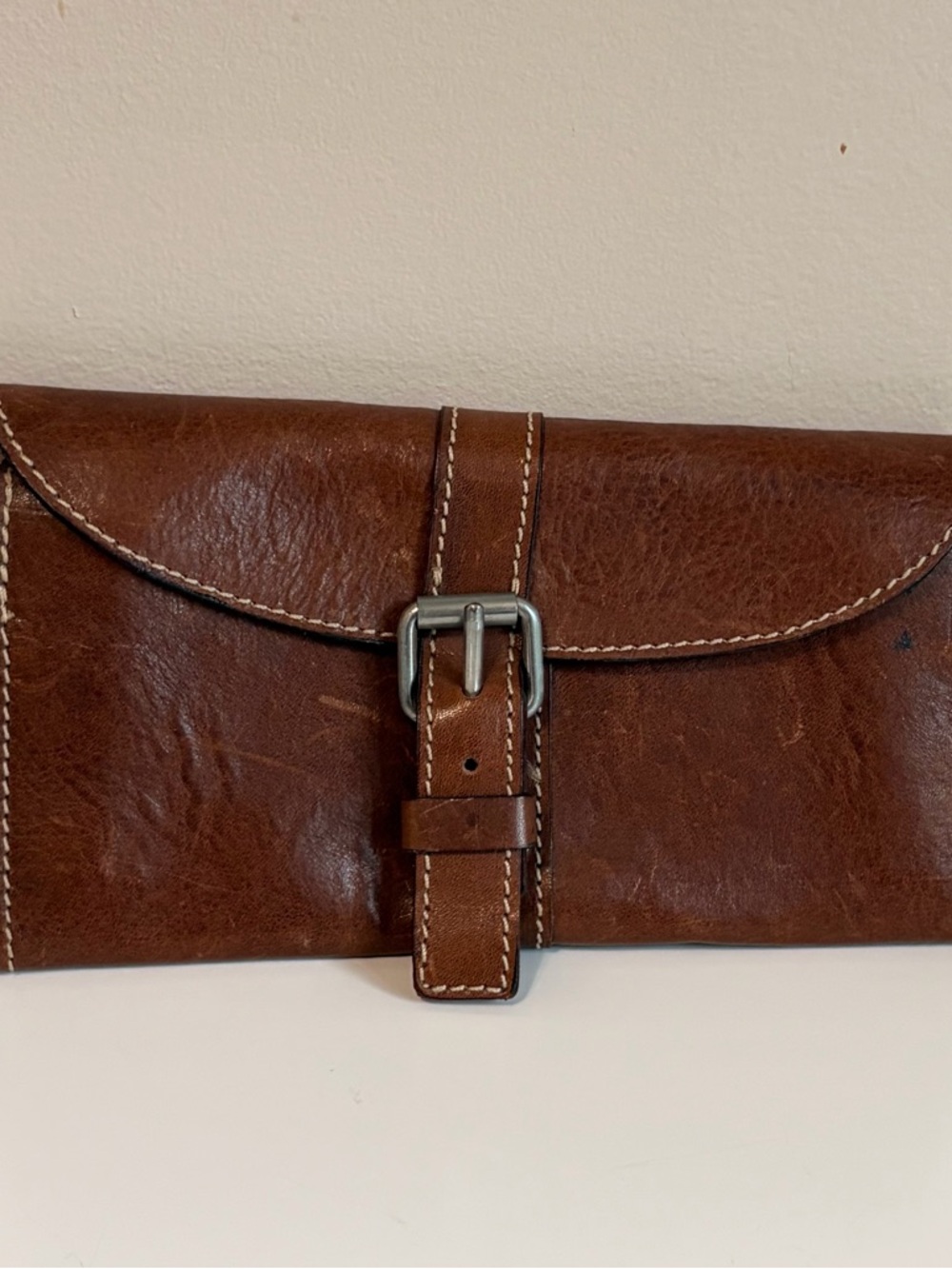 Vintage Banana Republic Brown Leather Buckle Clutch Wallet